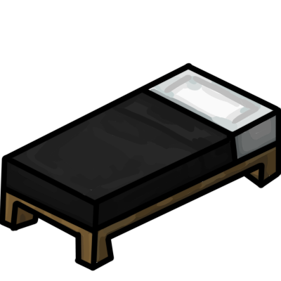 a black Minecraft bed.